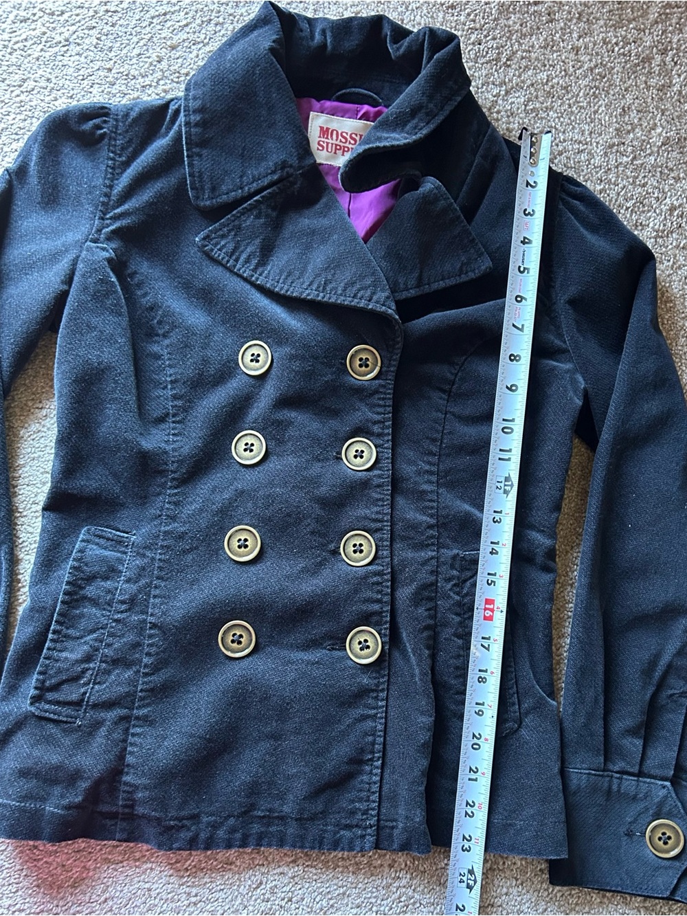 Mossimo Supply Co. Women’s corduroy double-breasted pea coat jacket Size Medium - Picture 12 of 13